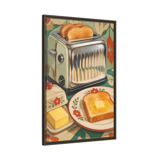 Main Mockup. Vintage Toaster Toast Vintage Breakfast shown as framed canvas print