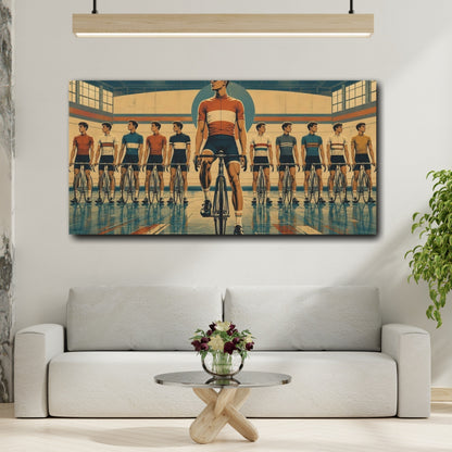 Mockup 2. Vintage Track Cycling Team shown as canvas print