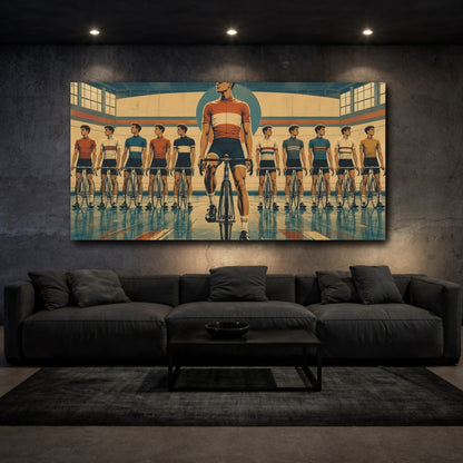 Mockup 3. Vintage Track Cycling Team shown as canvas print