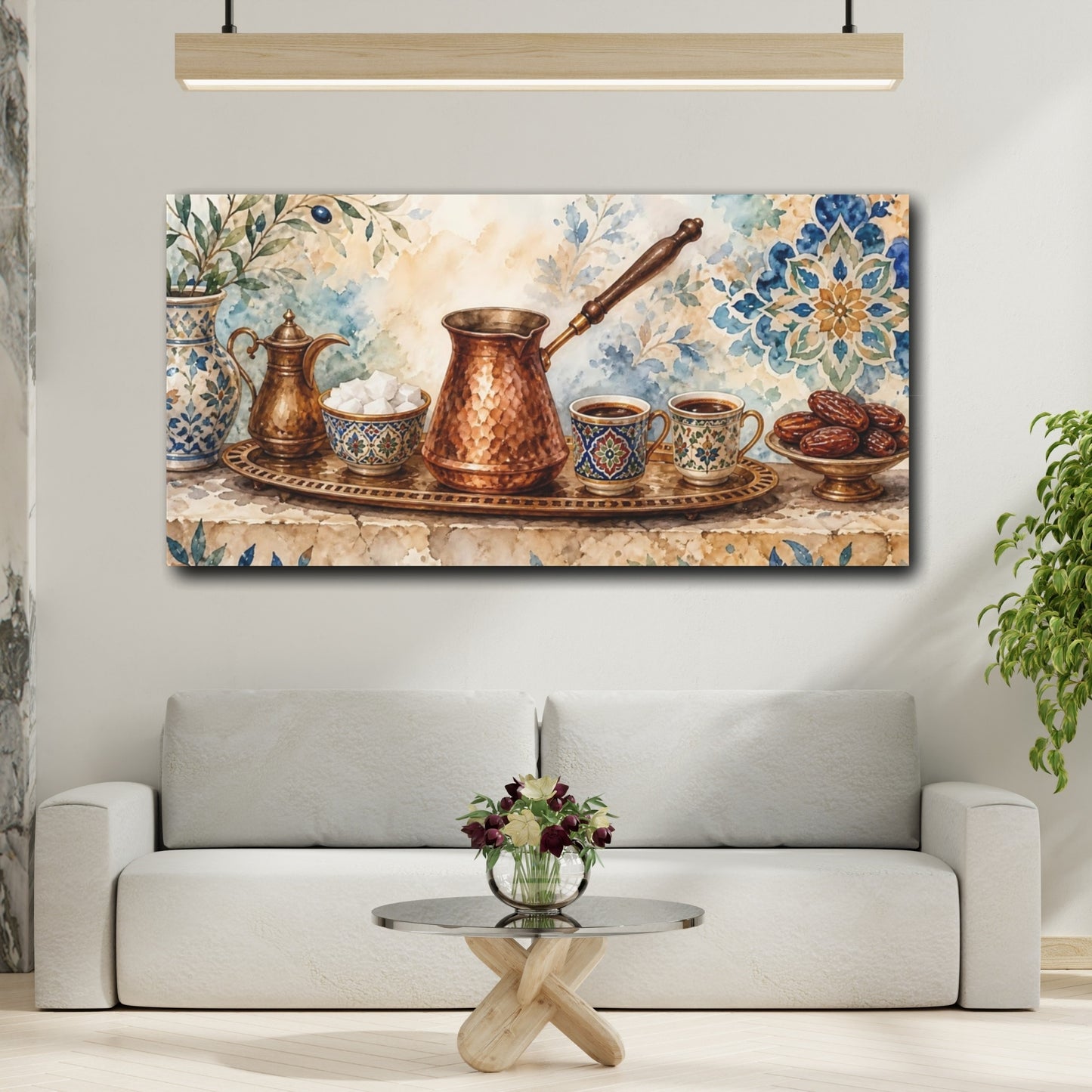 Mockup 2. Vintage Turkish Coffee Mediterranean Coffee shown as canvas print