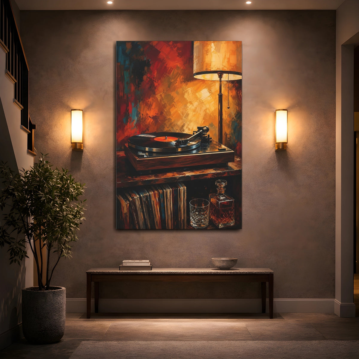 Mockup 2. Vintage Turntable And Lamp shown as canvas print