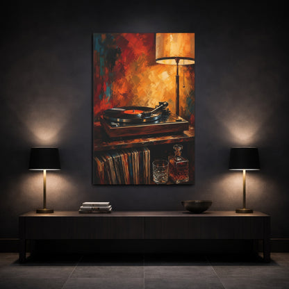 Mockup 3. Vintage Turntable And Lamp shown as canvas print
