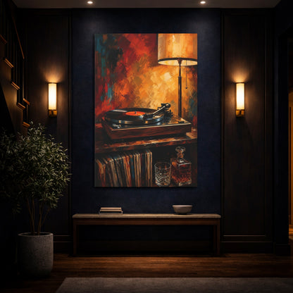 Mockup 4. Vintage Turntable And Lamp shown as canvas print