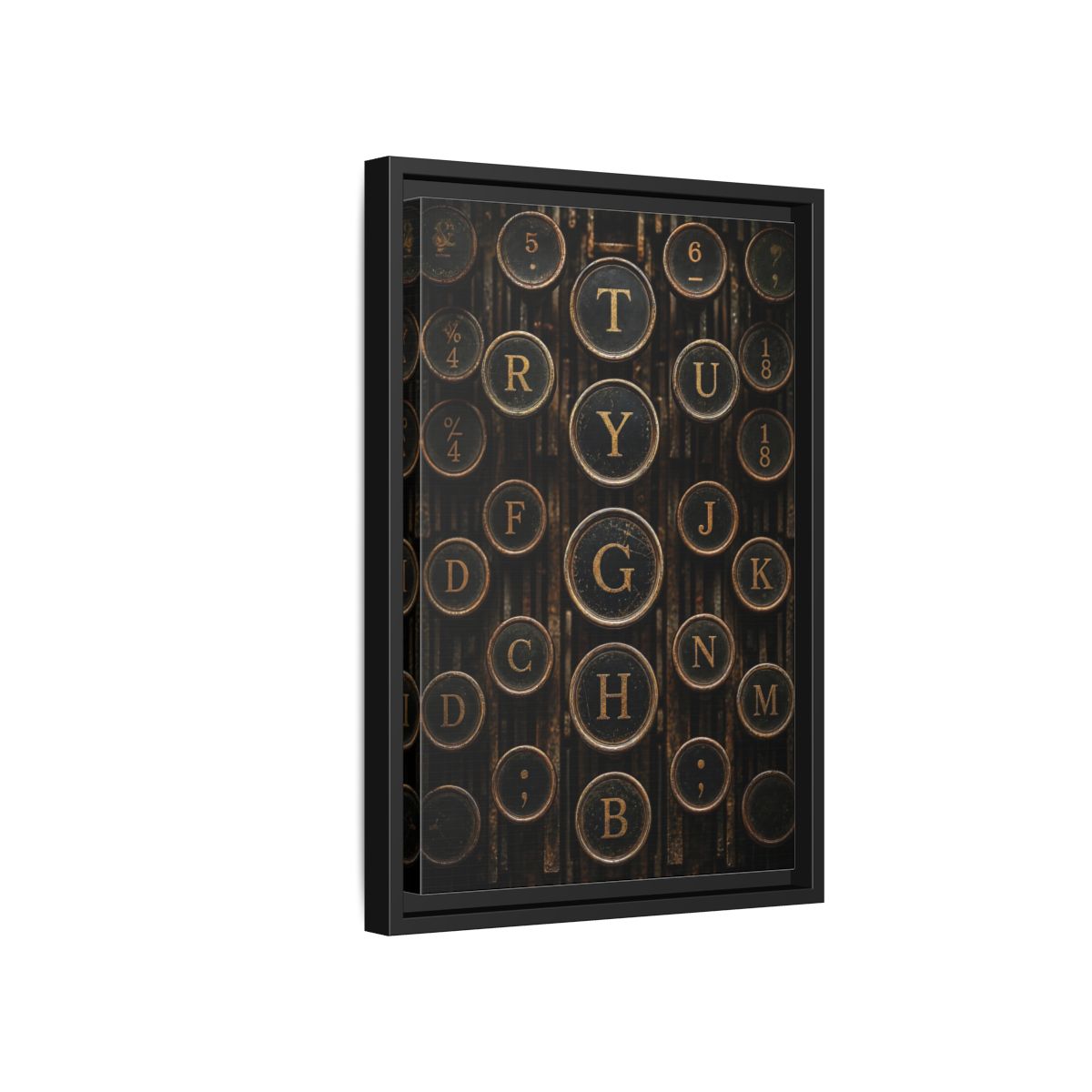 Side Mockup 6. Vintage Typewriter Keys Vintage Typewriter Keys shown as stretched canvas wall art