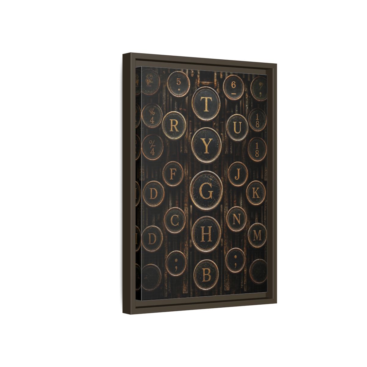 Side Mockup 5. Vintage Typewriter Keys Vintage Typewriter Keys shown as stretched canvas wall art