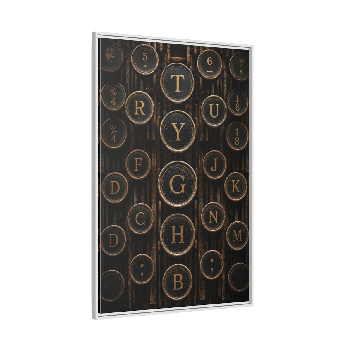 Side Mockup 7. Vintage Typewriter Keys Vintage Typewriter Keys shown as stretched canvas wall art