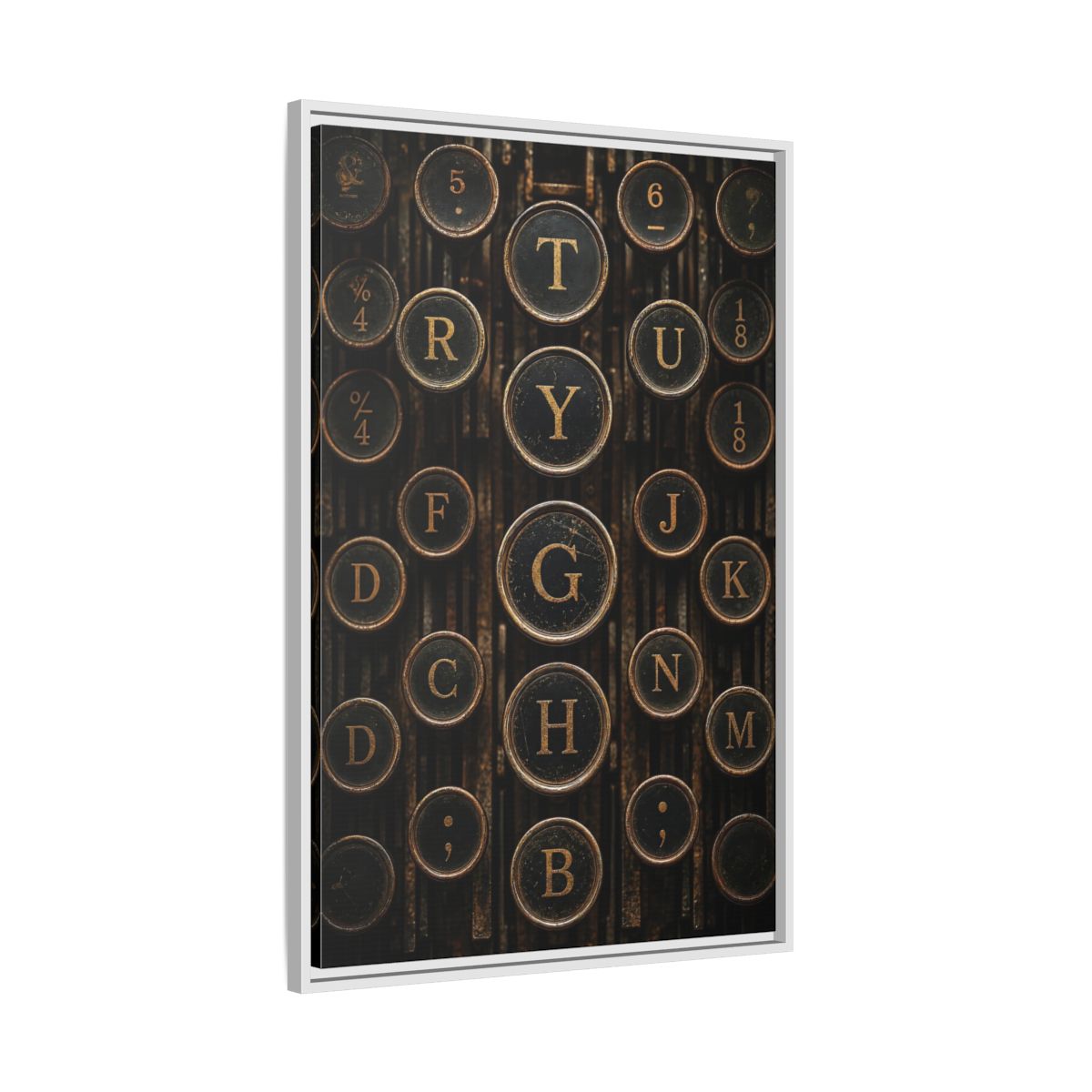 Side Mockup 9. Vintage Typewriter Keys Vintage Typewriter Keys shown as stretched canvas wall art