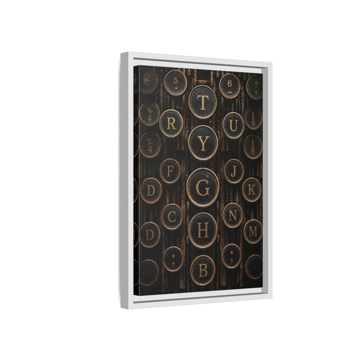 Side Mockup 4. Vintage Typewriter Keys Vintage Typewriter Keys shown as stretched canvas wall art
