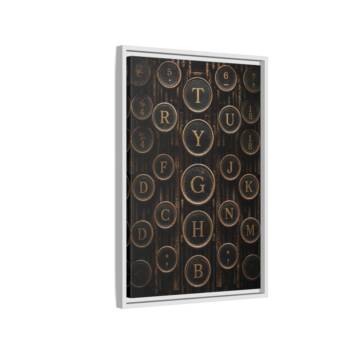 Side Mockup 1. Vintage Typewriter Keys Vintage Typewriter Keys shown as stretched canvas wall art