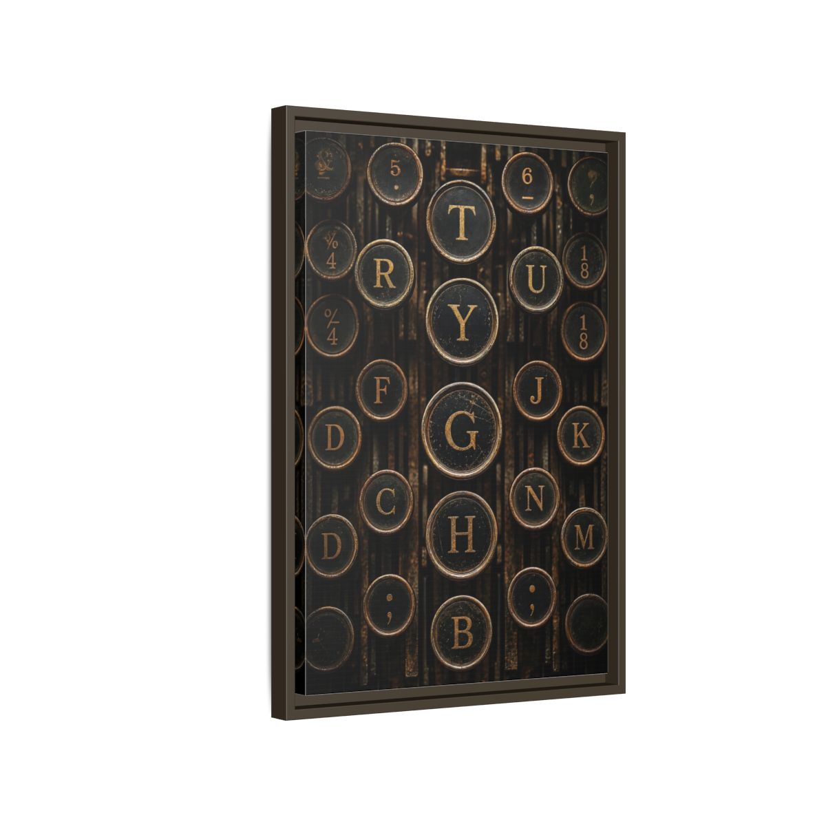 Side Mockup 2. Vintage Typewriter Keys Vintage Typewriter Keys shown as stretched canvas wall art