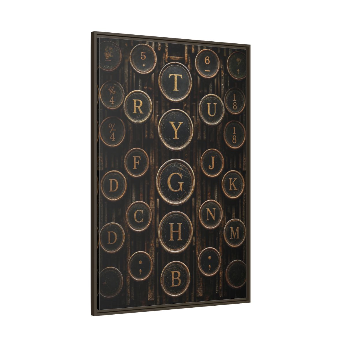 Side Mockup 8. Vintage Typewriter Keys Vintage Typewriter Keys shown as stretched canvas wall art