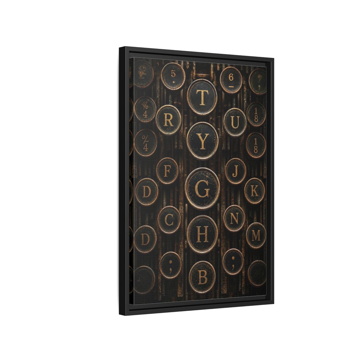 Side Mockup 3. Vintage Typewriter Keys Vintage Typewriter Keys shown as stretched canvas wall art