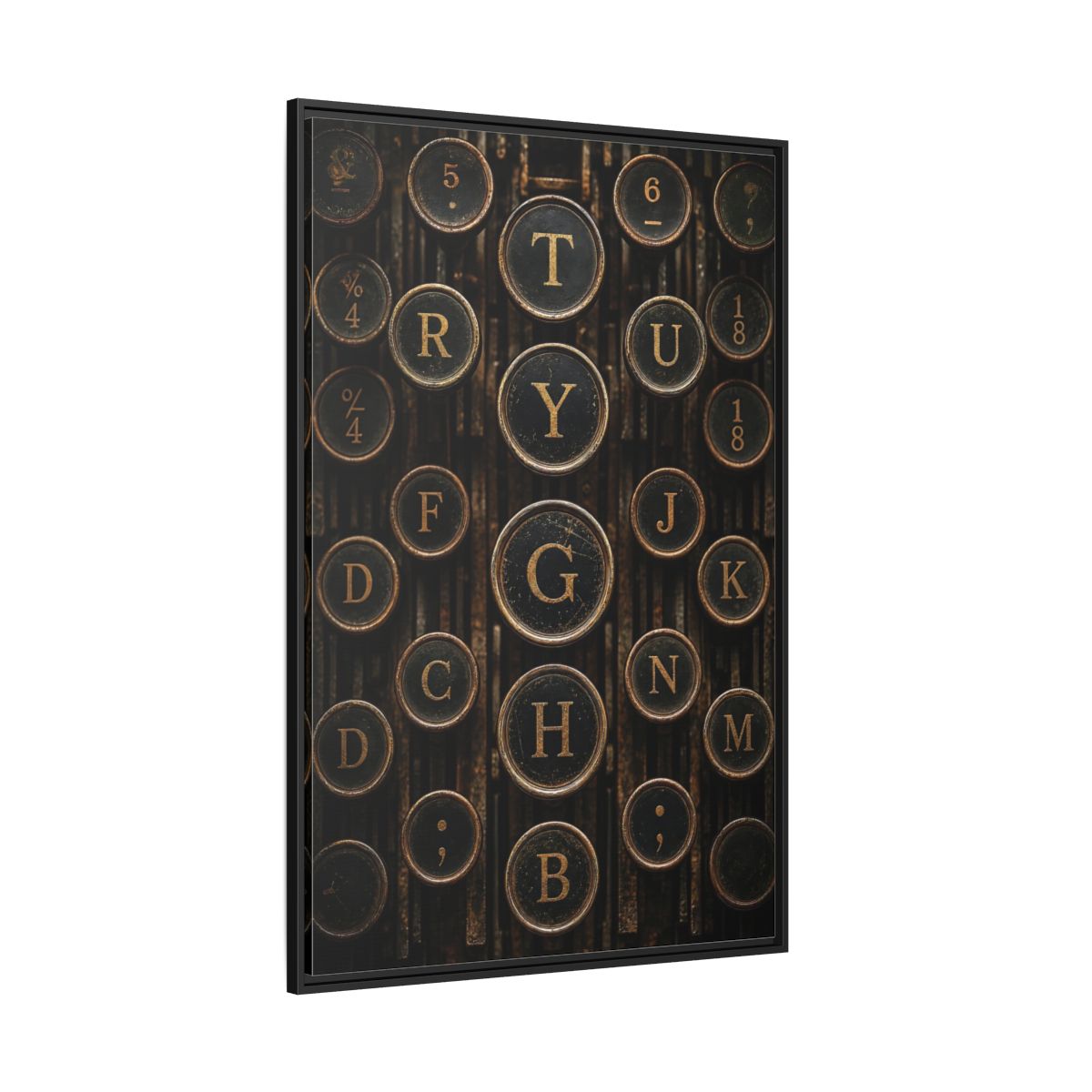 Side Mockup 12. Vintage Typewriter Keys Vintage Typewriter Keys shown as stretched canvas wall art