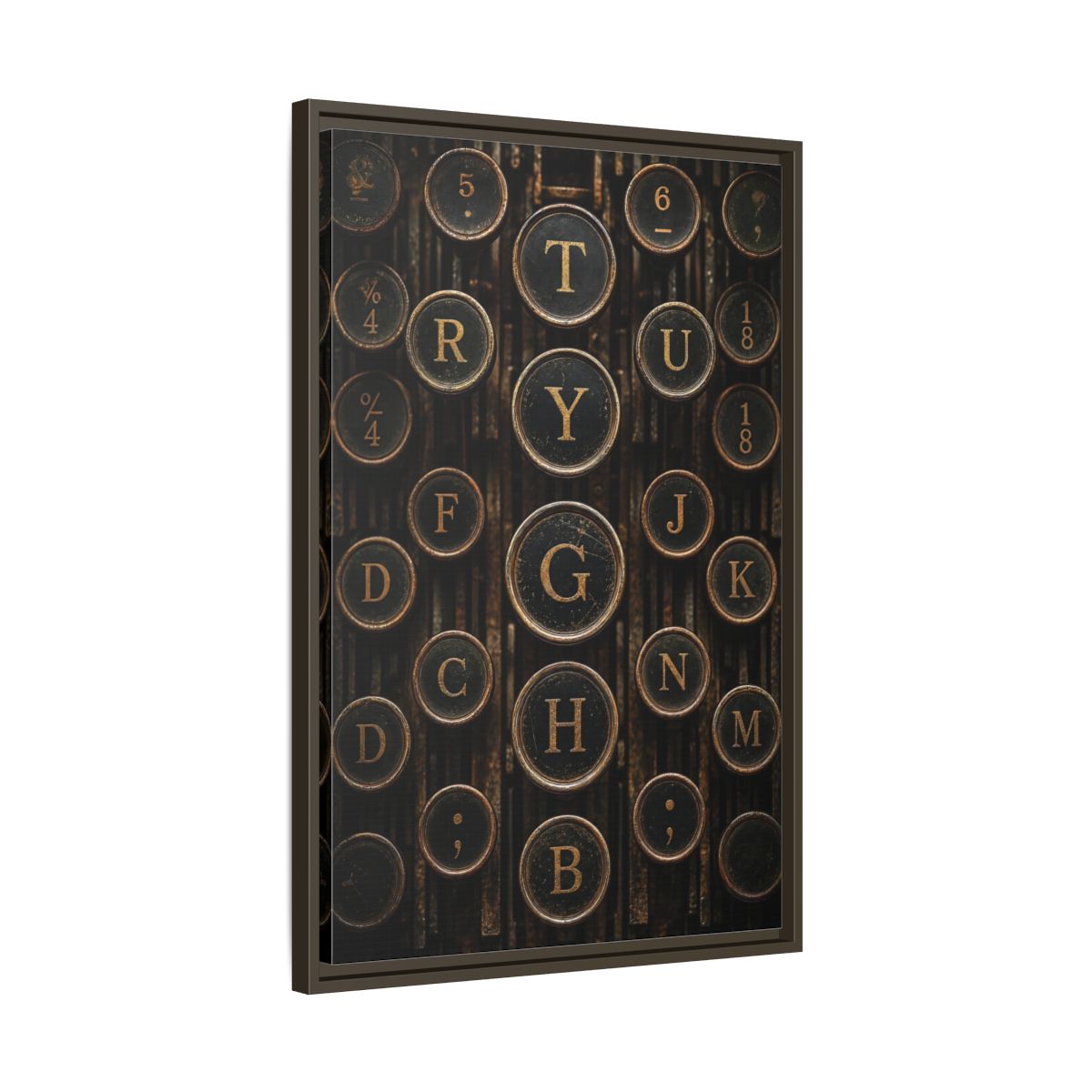Side Mockup 11. Vintage Typewriter Keys Vintage Typewriter Keys shown as stretched canvas wall art