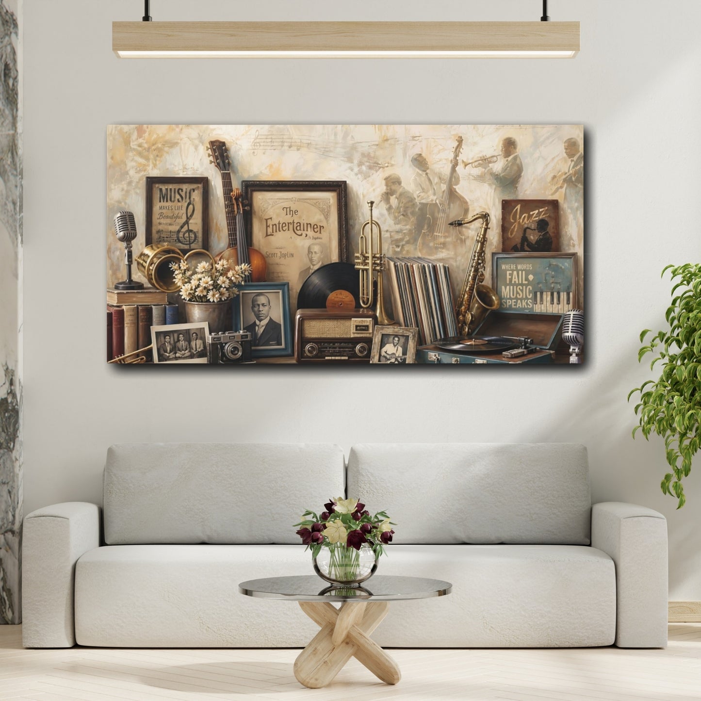 Mockup 2. Vintage Vintage Music Brown And Beige shown as canvas print