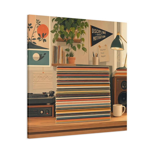 Main Mockup. Vintage Vinyl Records Colorful Records shown as canvas print