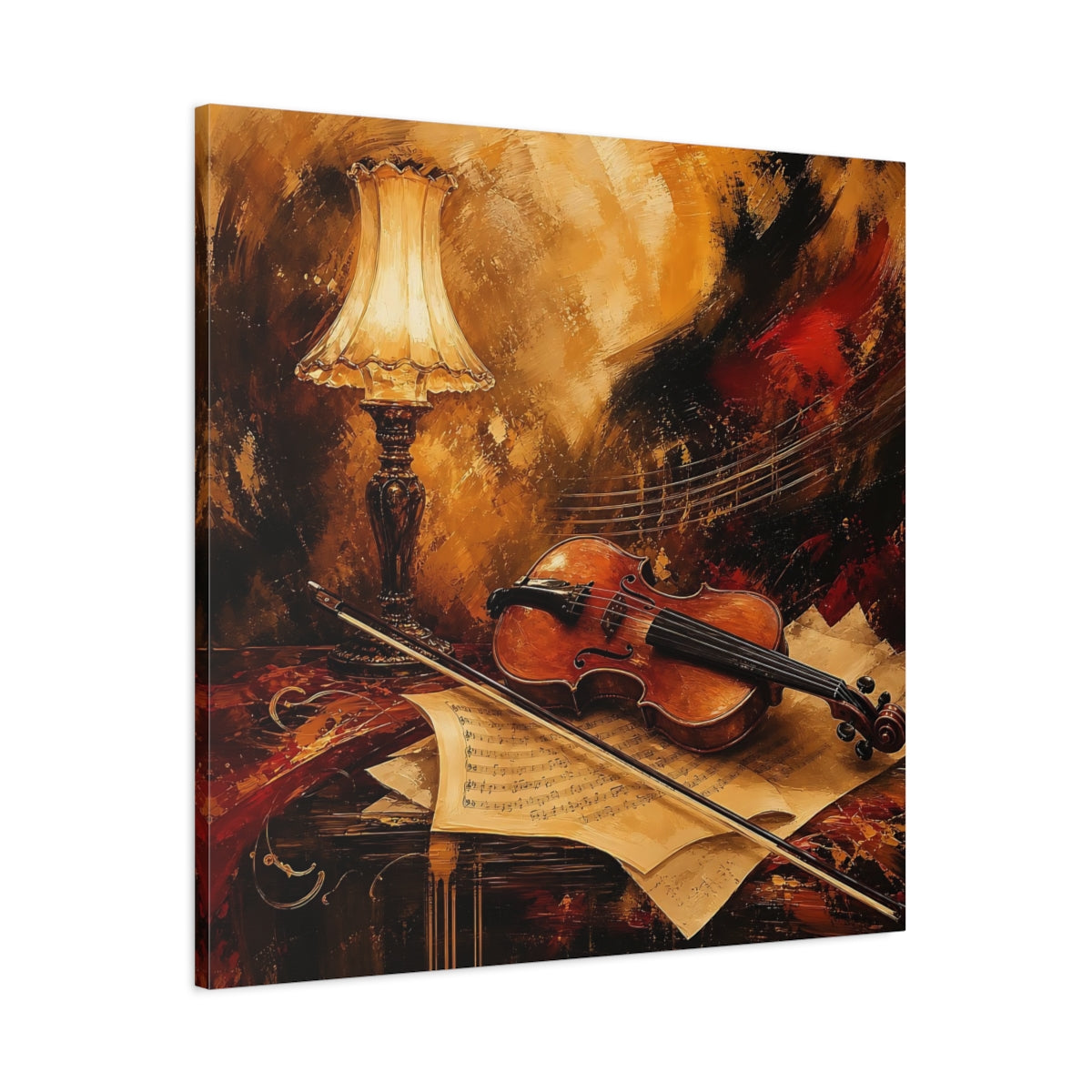 Main Mockup. Vintage Violin Brown And Gold shown as canvas print