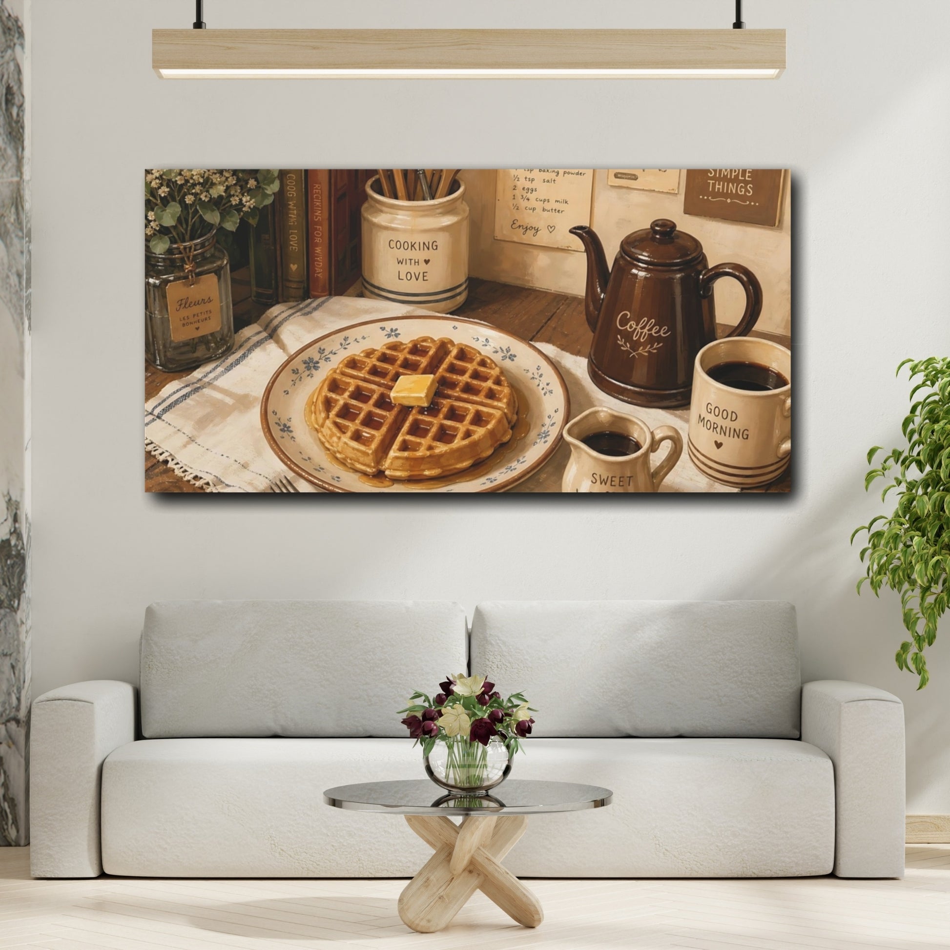 Mockup 2. Vintage Waffle Brown And Cream Waffle shown as canvas print