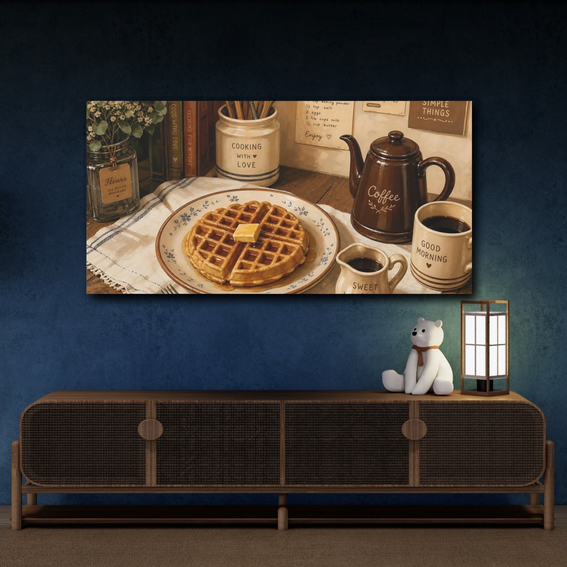 Mockup 4. Vintage Waffle Brown And Cream Waffle shown as canvas print