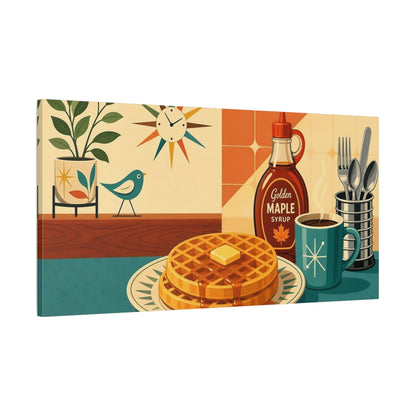 Main Mockup. Vintage Waffles Breakfast Mid-Century Breakfast shown as canvas print