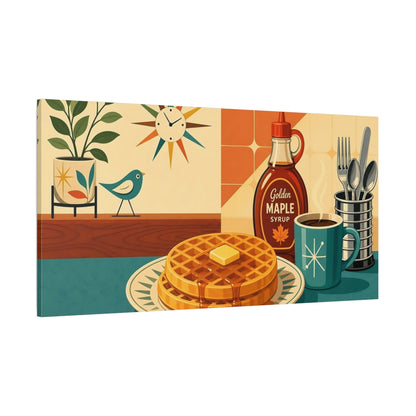 Side Mockup 2. Vintage Waffles Breakfast Mid-Century Breakfast shown as canvas print