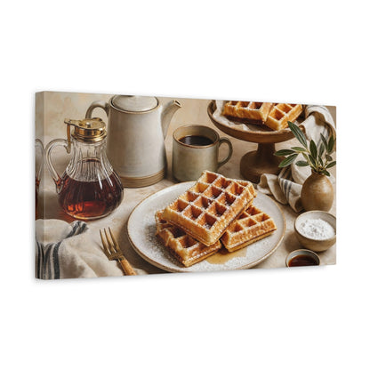 Side Mockup 3. Vintage Waffles Waffles Breakfast Warm shown as canvas print