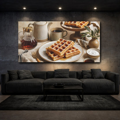 Mockup 3. Vintage Waffles Waffles Breakfast Warm shown as canvas print