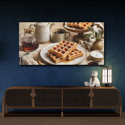 Mockup 4. Vintage Waffles Waffles Breakfast Warm shown as canvas print