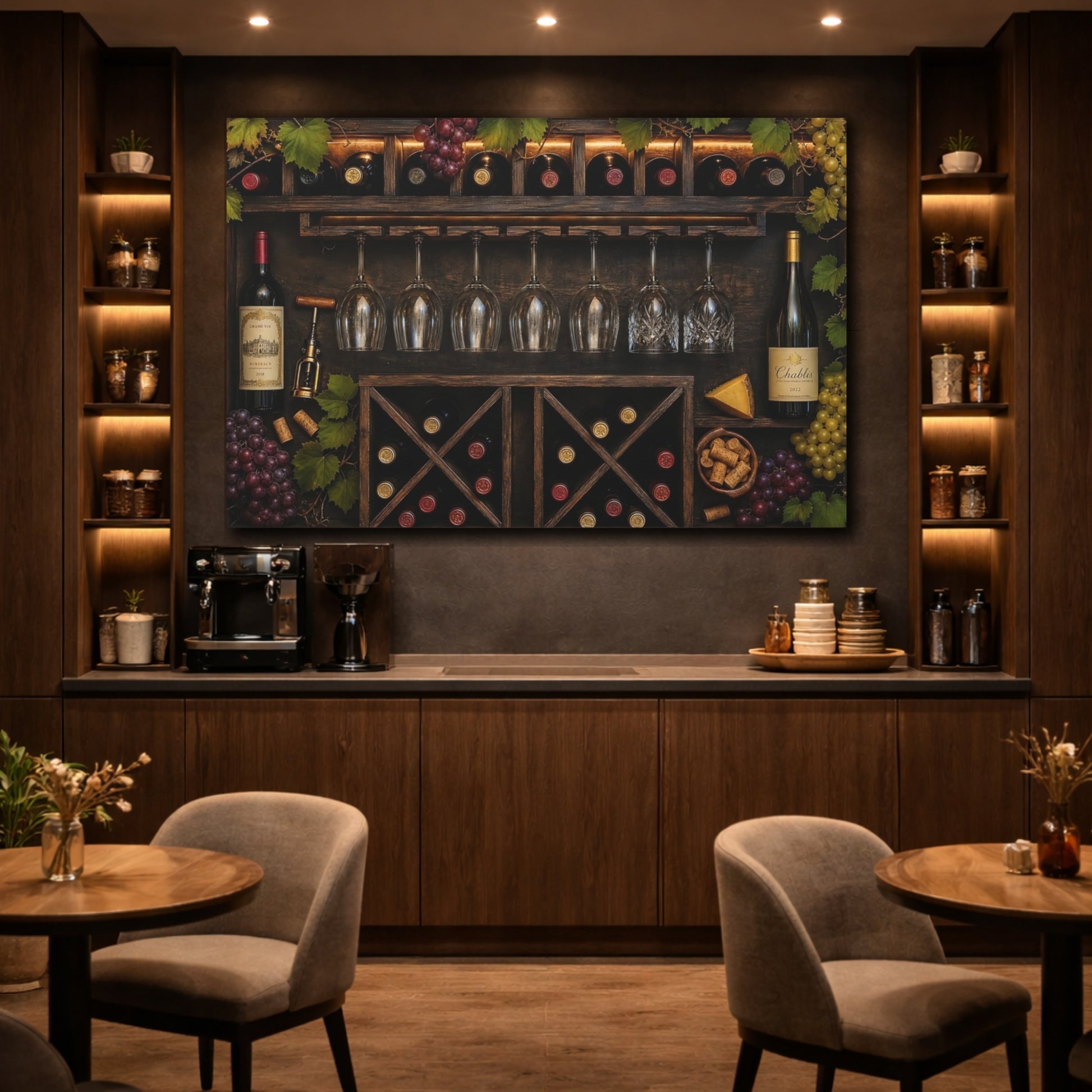 Mockup 4. Vintage Wine Rack Wine Cellar shown as stretched canvas wall art