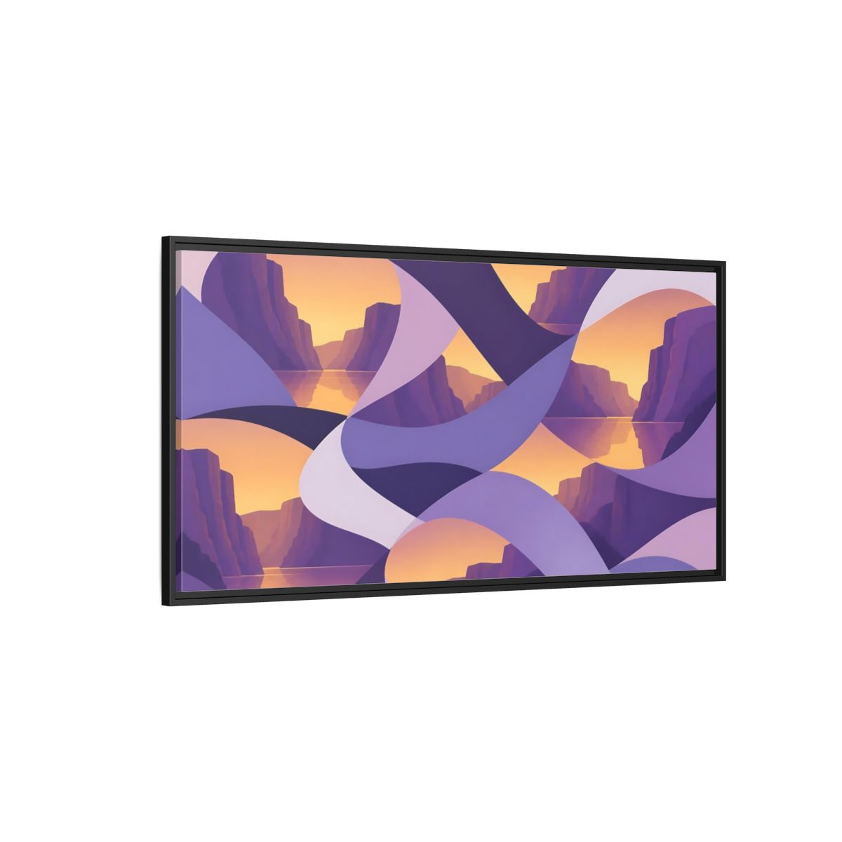 Side Mockup 5. Violet Cliffs Sunset shown as framed canvas print