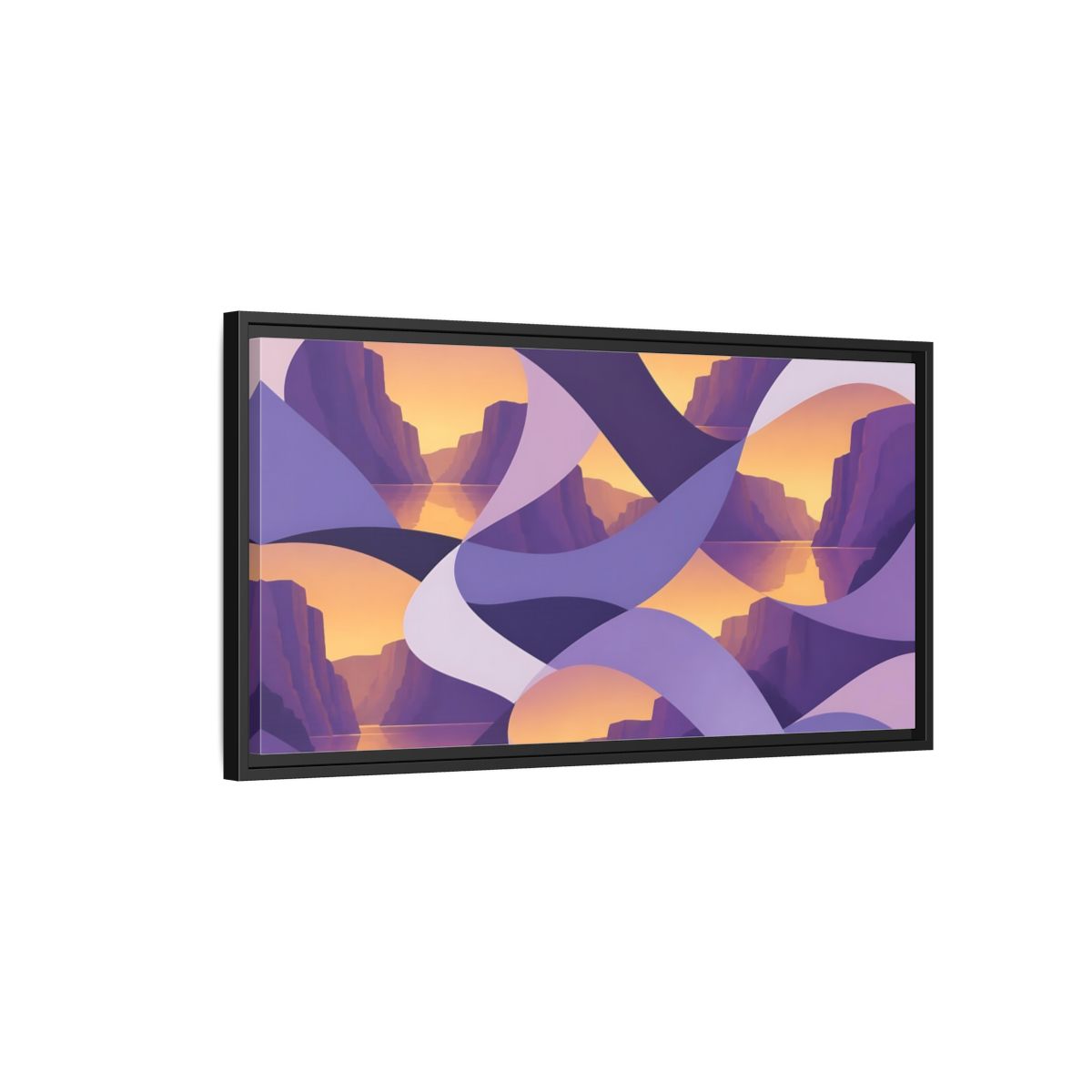 Side Mockup 2. Violet Cliffs Sunset shown as framed canvas print