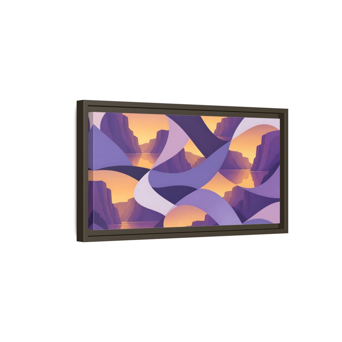 Side Mockup 7. Violet Cliffs Sunset shown as framed canvas print