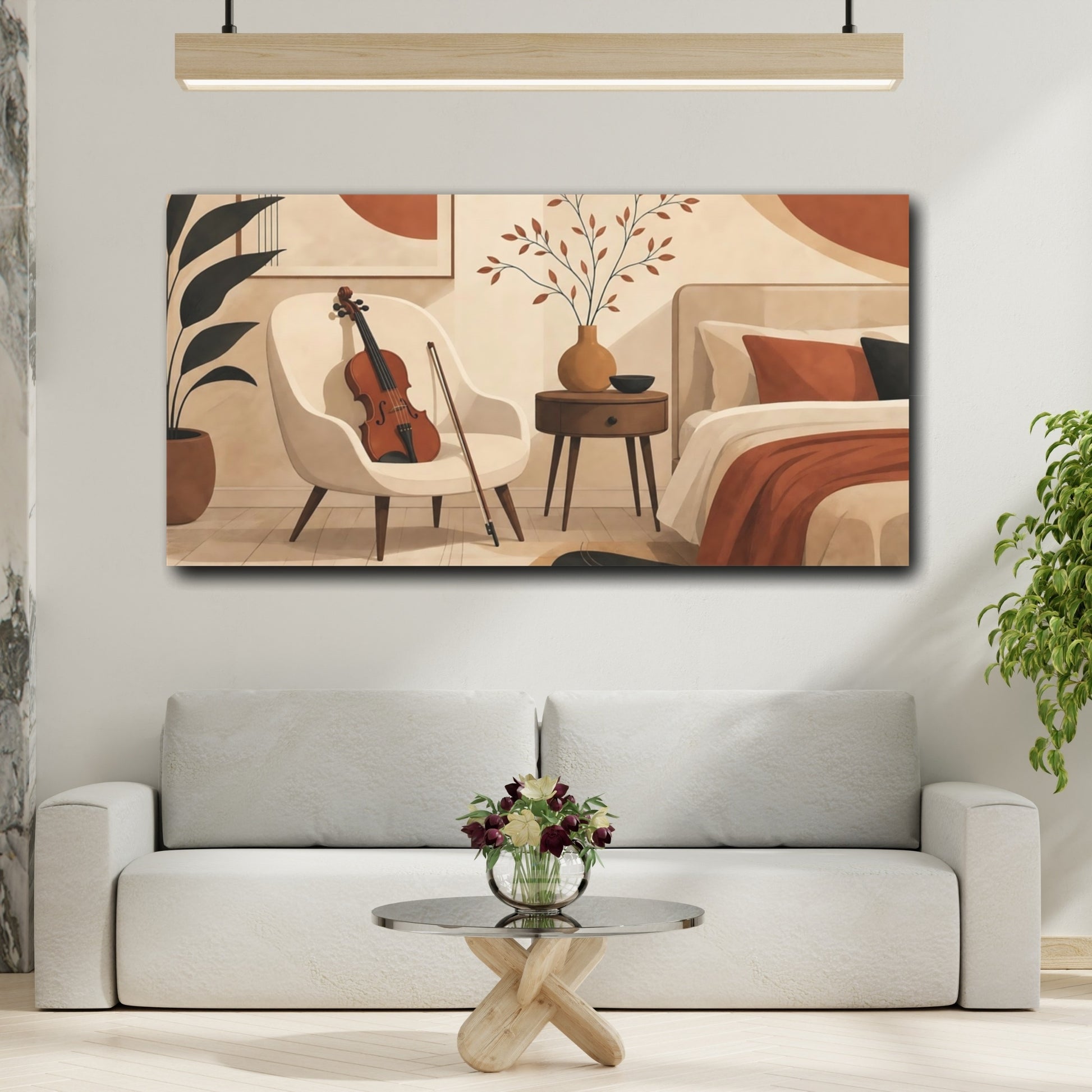 Mockup 2. Violin In Cozy Bedroom shown as canvas print