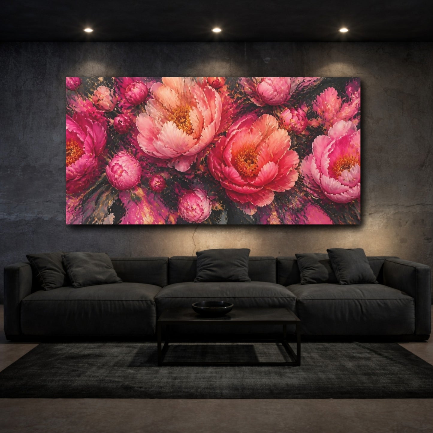 Mockup 3. Vivid Peony Bloom shown as canvas print