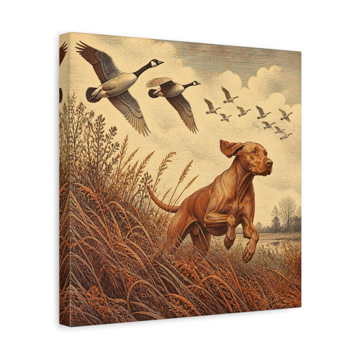 Side Mockup 7. Vizsla Pet In Field shown as canvas print