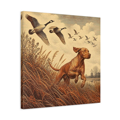 Side Mockup 5. Vizsla Pet In Field shown as canvas print