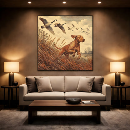 Mockup 2. Vizsla Pet In Field shown as canvas print