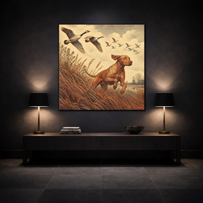 Mockup 3. Vizsla Pet In Field shown as canvas print