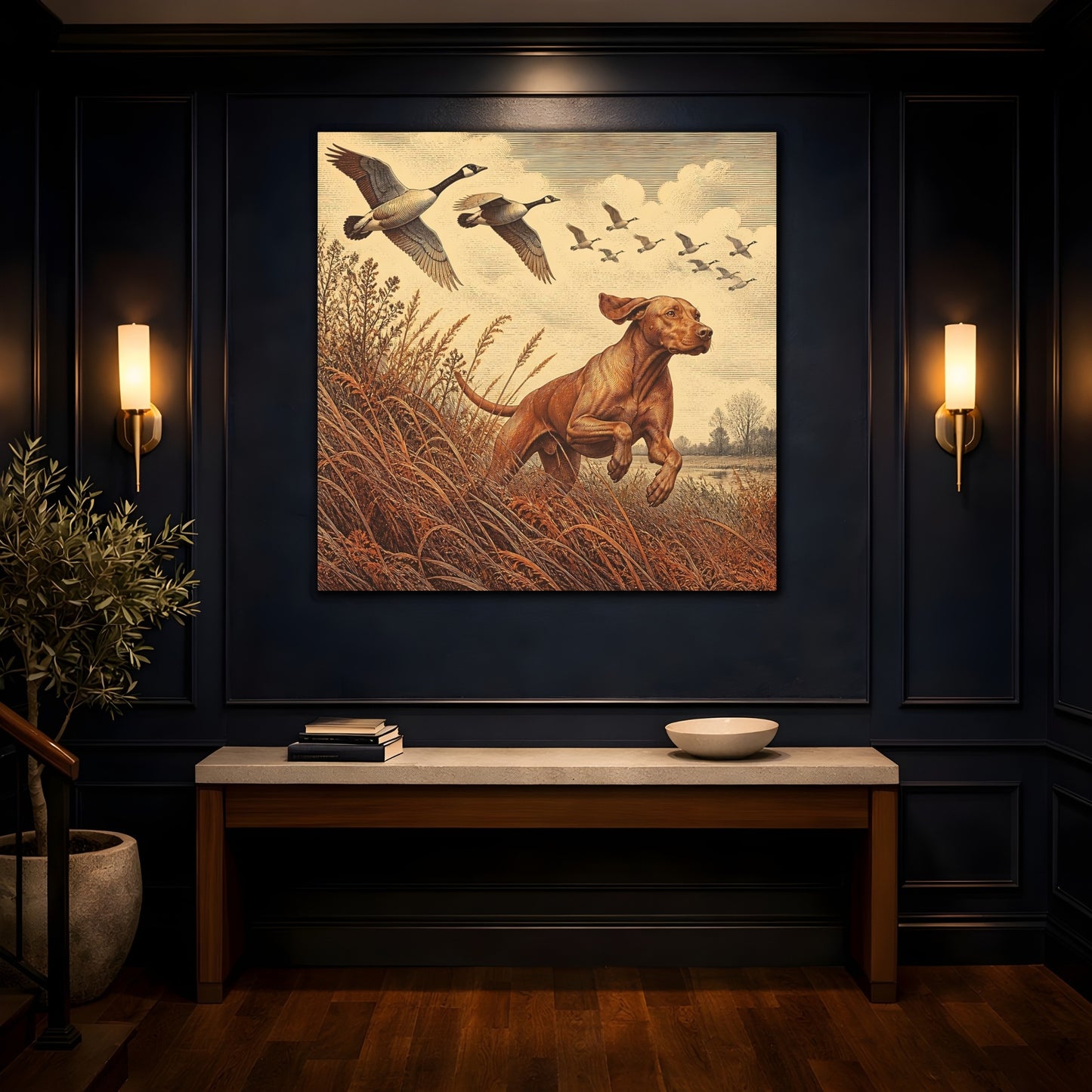 Mockup 4. Vizsla Pet In Field shown as canvas print