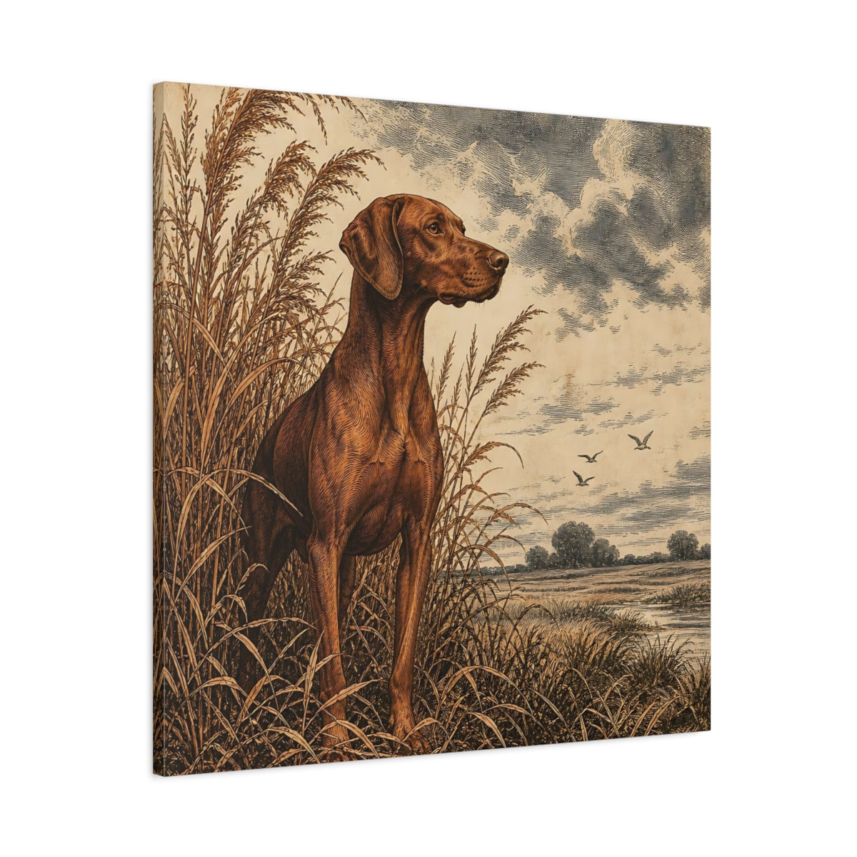 Main Mockup. Vizsla Pets Portrait shown as canvas print