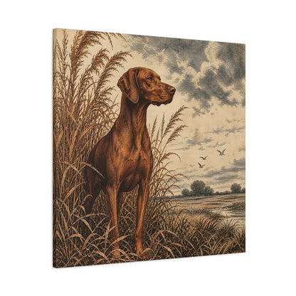 Main Mockup. Vizsla Pets Portrait shown as canvas print