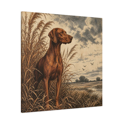 Side Mockup 1. Vizsla Pets Portrait shown as canvas print