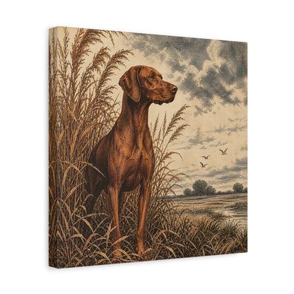Side Mockup 7. Vizsla Pets Portrait shown as canvas print