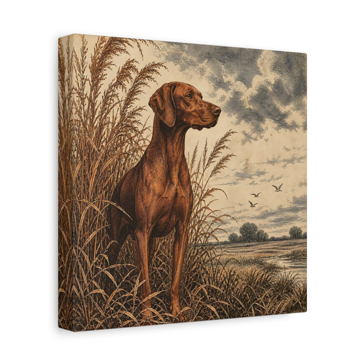 Side Mockup 9. Vizsla Pets Portrait shown as canvas print
