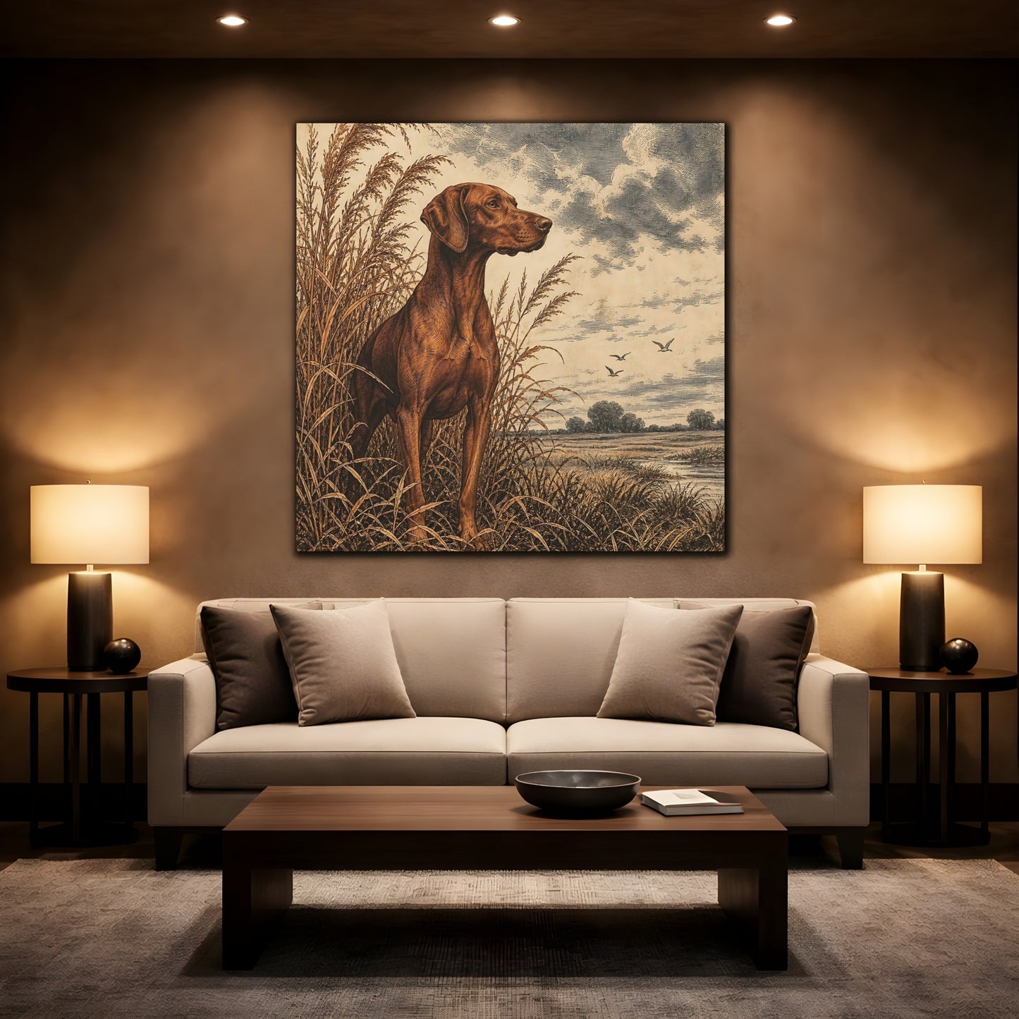 Mockup 2. Vizsla Pets Portrait shown as canvas print