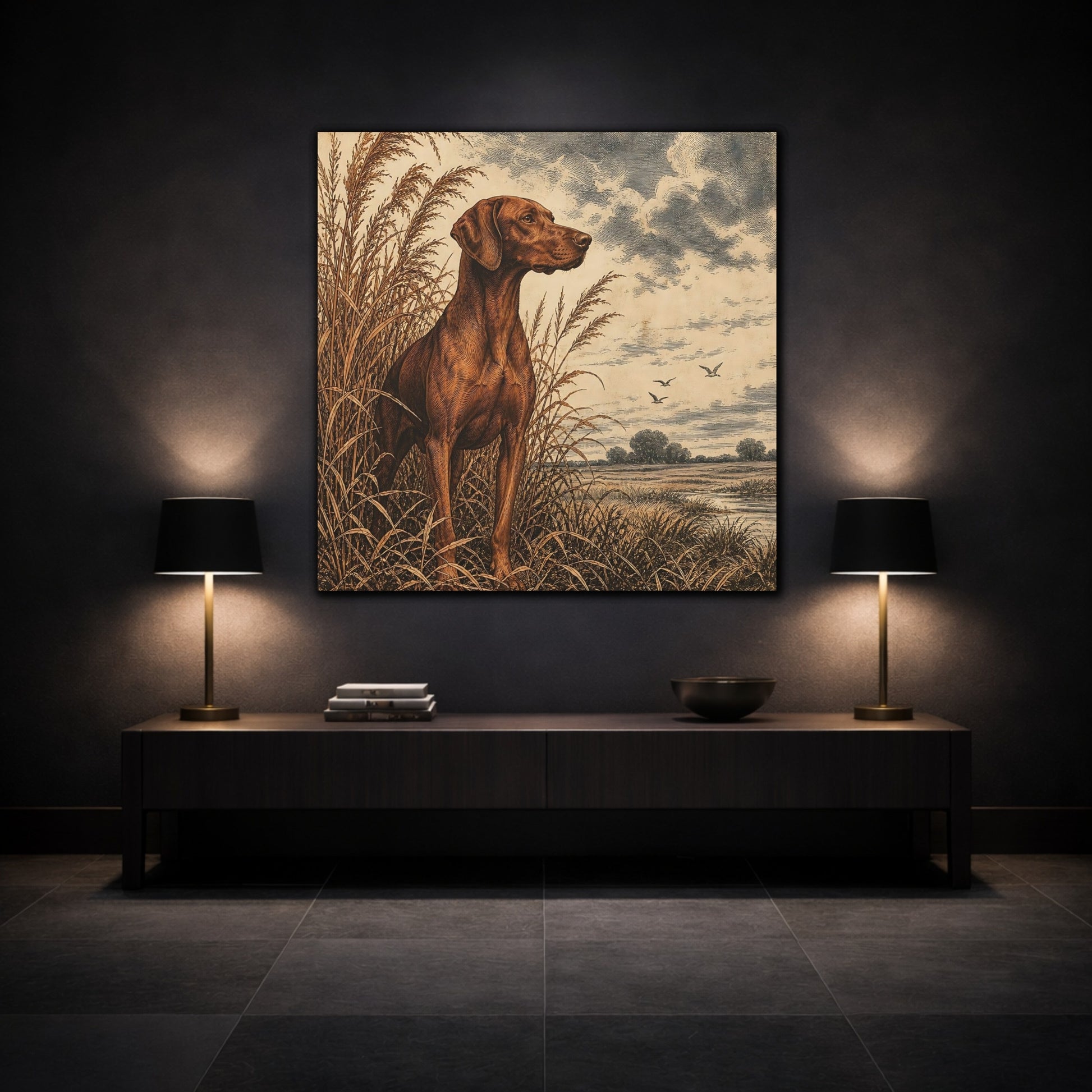 Mockup 3. Vizsla Pets Portrait shown as canvas print
