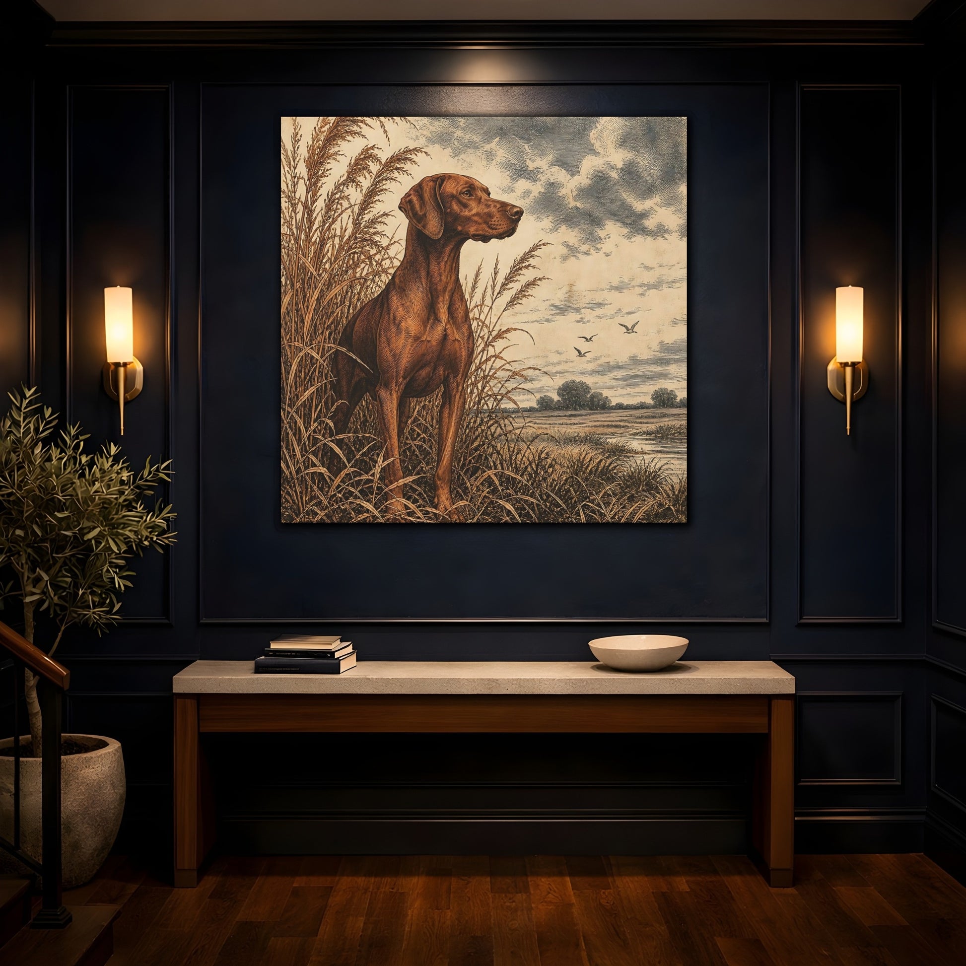 Mockup 4. Vizsla Pets Portrait shown as canvas print