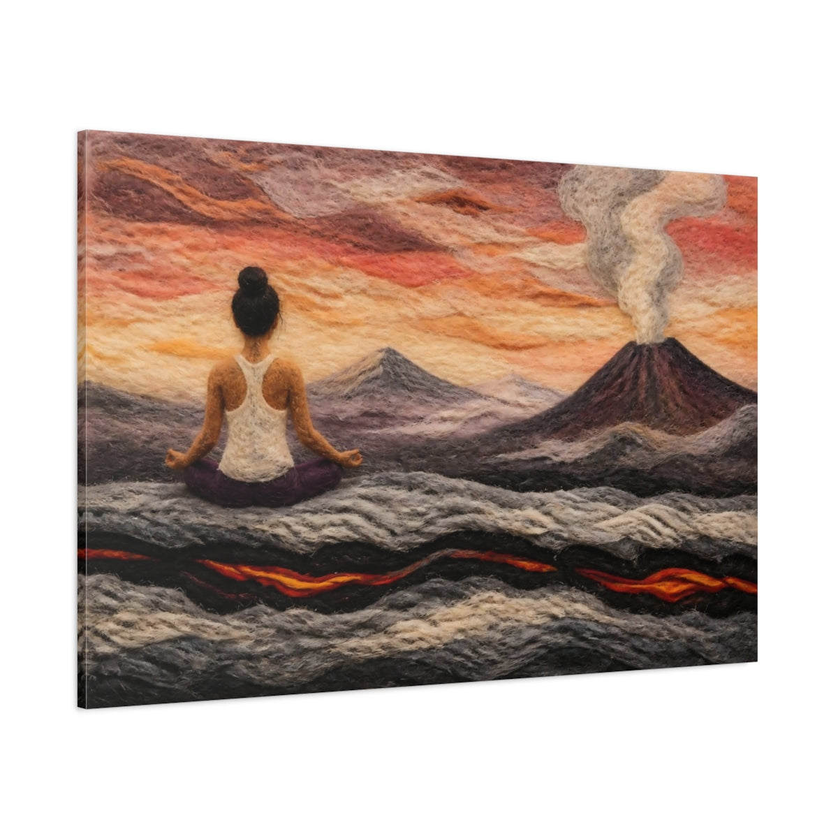 Side Mockup 1. Volcano Yoga Meditation shown as canvas print