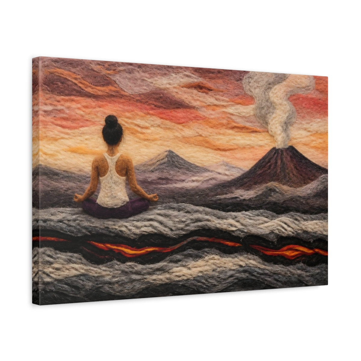 Side Mockup 3. Volcano Yoga Meditation shown as canvas print