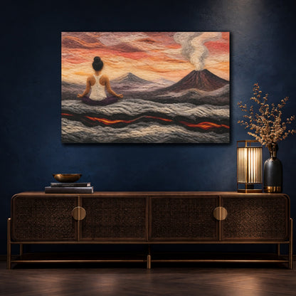 Mockup 4. Volcano Yoga Meditation shown as canvas print